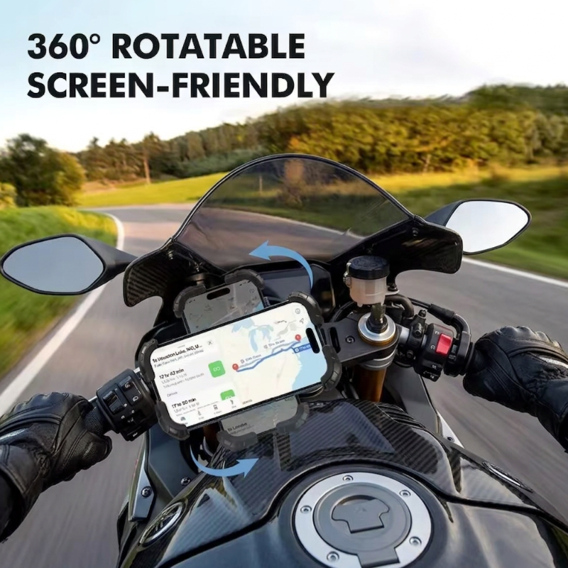 Ultra Resistant Motorcycle Phone Mount | 360° Rotation | One-Hand Operation